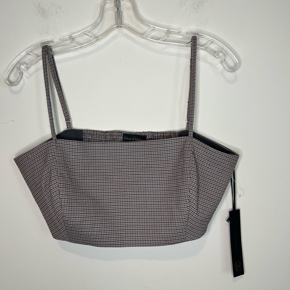 NWT House of Harlow 1960 Retro Brown Plaid Crop Top Size Medium - Picture 3 of 12